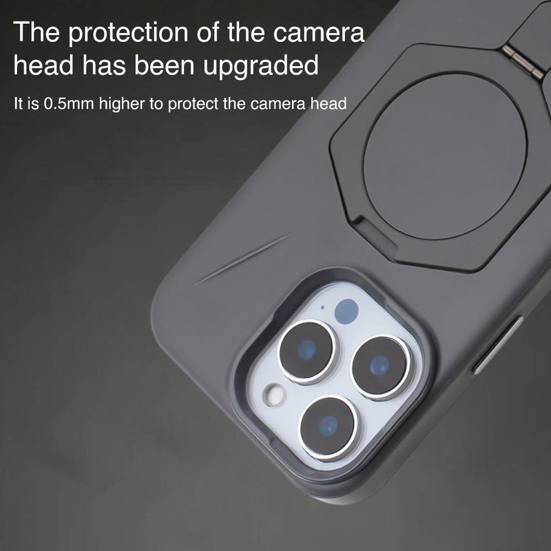 HuHa Protective Cover For iPhone 12 Pro Max Four-Corner Shockproof MagSafe Holder TPU Hybrid PC Phone Case(Black) - Image 5
