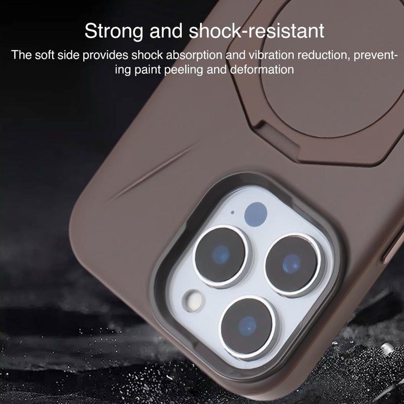 HuHa Protective Cover For iPhone 12 Pro Max Four-Corner Shockproof MagSafe Holder TPU Hybrid PC Phone Case(Black) - Image 4
