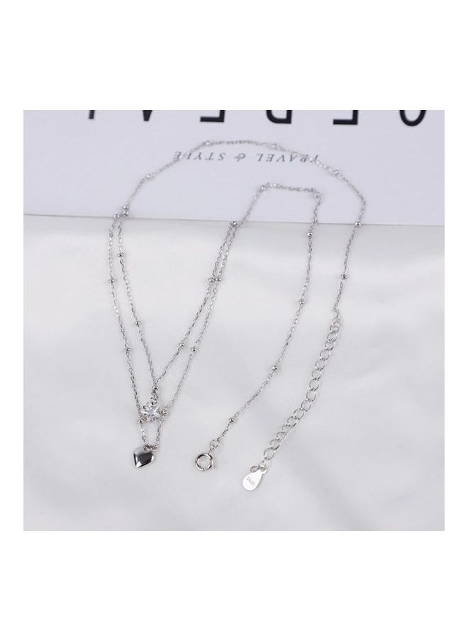 NIBEMINENT - S925 Sterling Silver Crystal Studded Pendant Necklace - Image 1