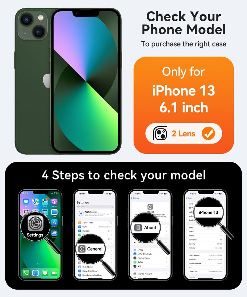 CANSHN Magnetic for iPhone 13 Case, Upgraded [Full Camera Protection] [Compatible with Magsafe] [Translucent Matte] Shockproof Protective Phone Case for iPhone 13 6.1" - Black - Image 2