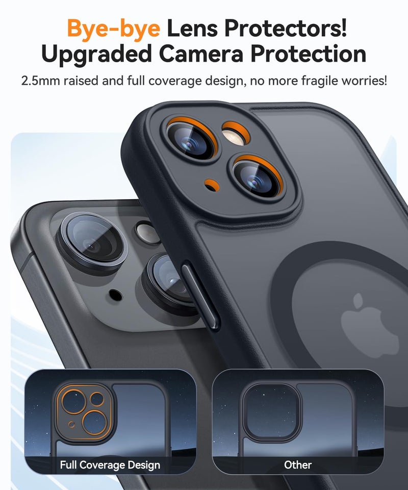 CANSHN Magnetic for iPhone 13 Case, Upgraded [Full Camera Protection] [Compatible with Magsafe] [Translucent Matte] Shockproof Protective Phone Case for iPhone 13 6.1" - Black - Image 4