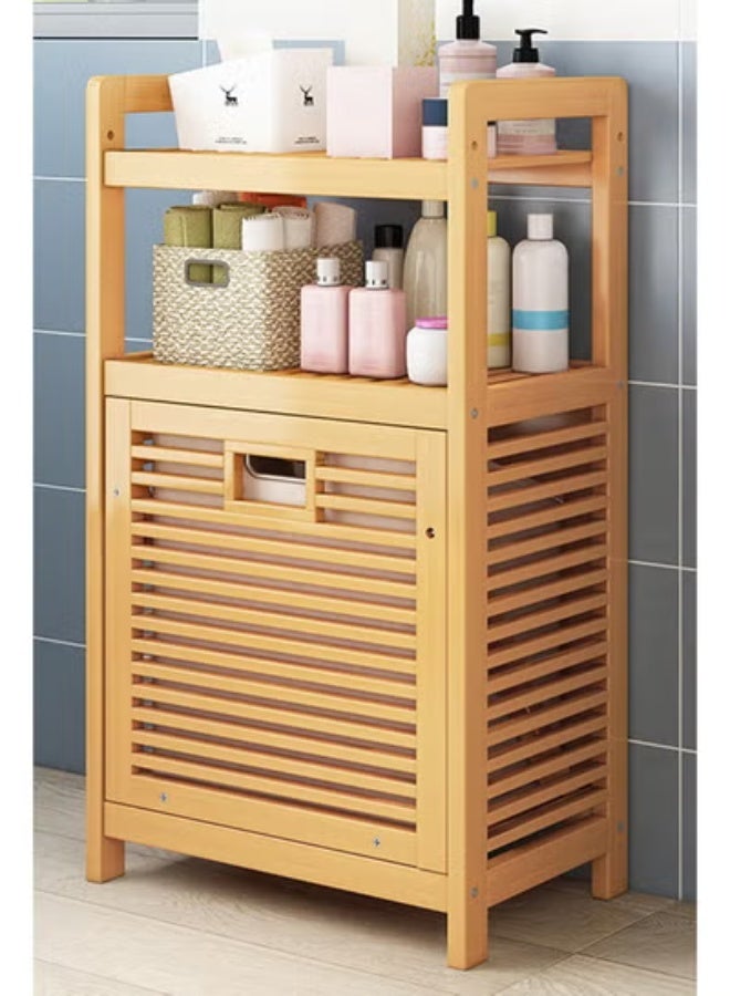 keke Multi-Functional Multi-Layer Large Solid Wood Floor Bathroom Storage Rack 50*30*95CM - Image 1