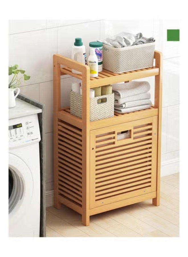 keke Multi-Functional Multi-Layer Large Solid Wood Floor Bathroom Storage Rack 50*30*95CM - Image 4