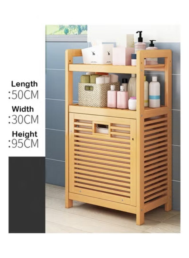 keke Multi-Functional Multi-Layer Large Solid Wood Floor Bathroom Storage Rack 50*30*95CM - Image 5