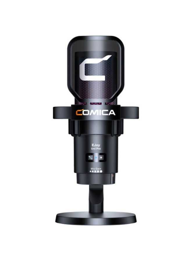 Comica Audio EJoy Uni Pro D RGB Cardioid Condenser Wireless/USB-C Microphone with Desktop Stand (Black) - Image 2