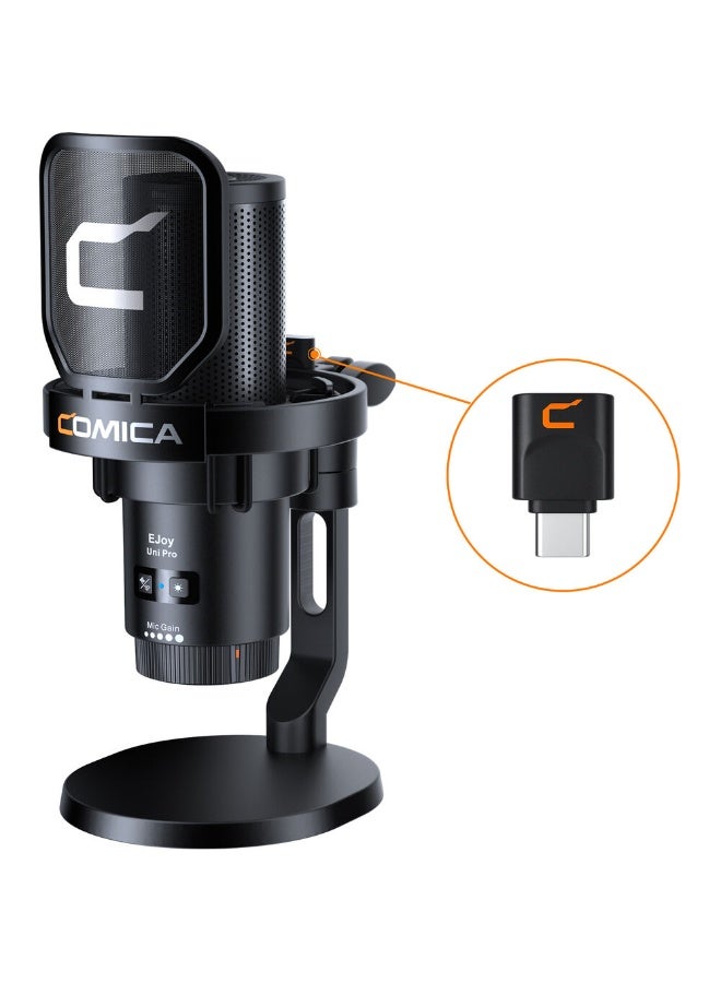 Comica Audio EJoy Uni Pro D RGB Cardioid Condenser Wireless/USB-C Microphone with Desktop Stand (Black) - Image 3