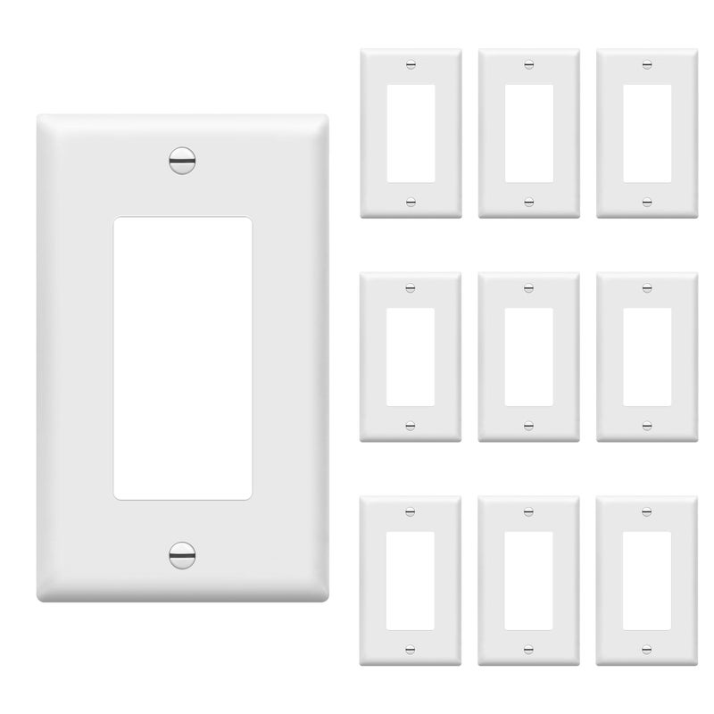ENERLITES Decorator Light Switch or Receptacle Outlet Wall Plate Size 1Gang 450 Inches x 276 Inches Unbreakable Polycarbonate Thermoplastic 8831W10PCS White 10 Pack UL Listed