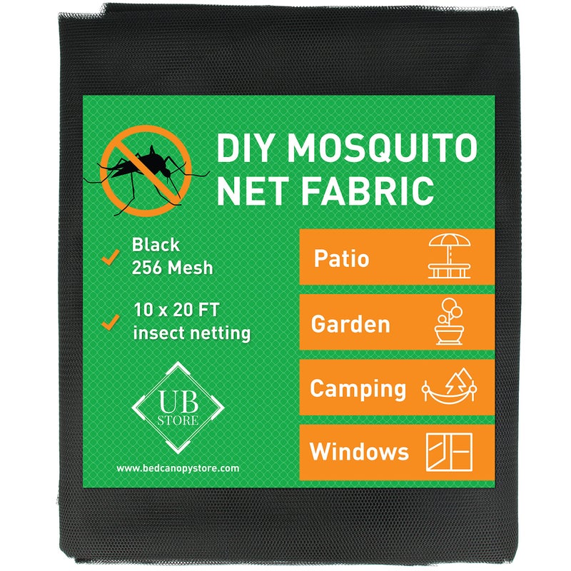 Black DIY Mosquito Net Fabric 10x20 FT Netting Insect Cover for Garden Patio Outdoor Windows Multiple Sizes in Black White Green Raised Bed Screen Mesh Barrier