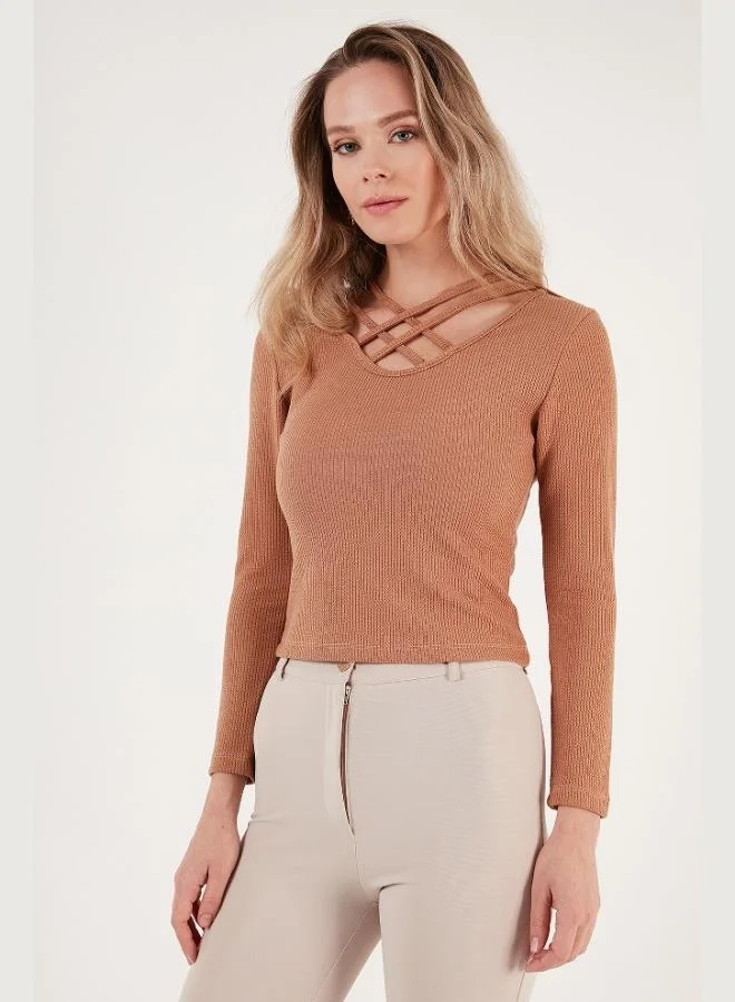 Lela Lela Extra Slim Fit Blouse with Collar Detail, Women's Blouse 5865583