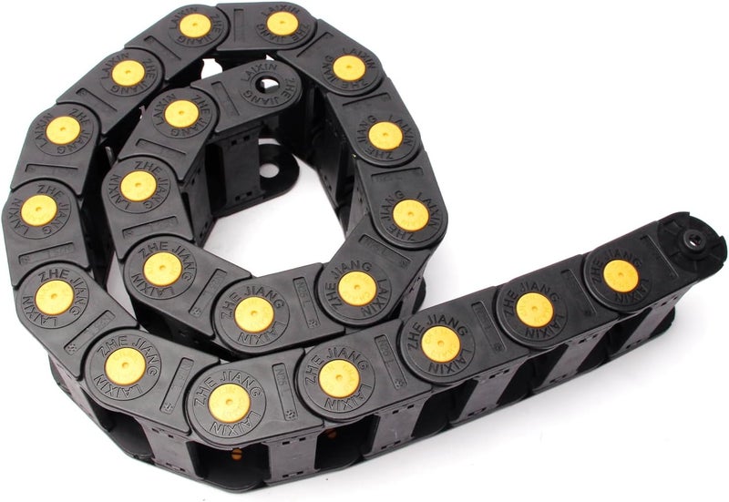 Fielect Drag Chain Cable Carrier Open Type with End Connectors R55 25X62mm 1 Meter Plastic for Electrical CNC Router Machines Black with Yellow Dots 1Pcs - Image 1