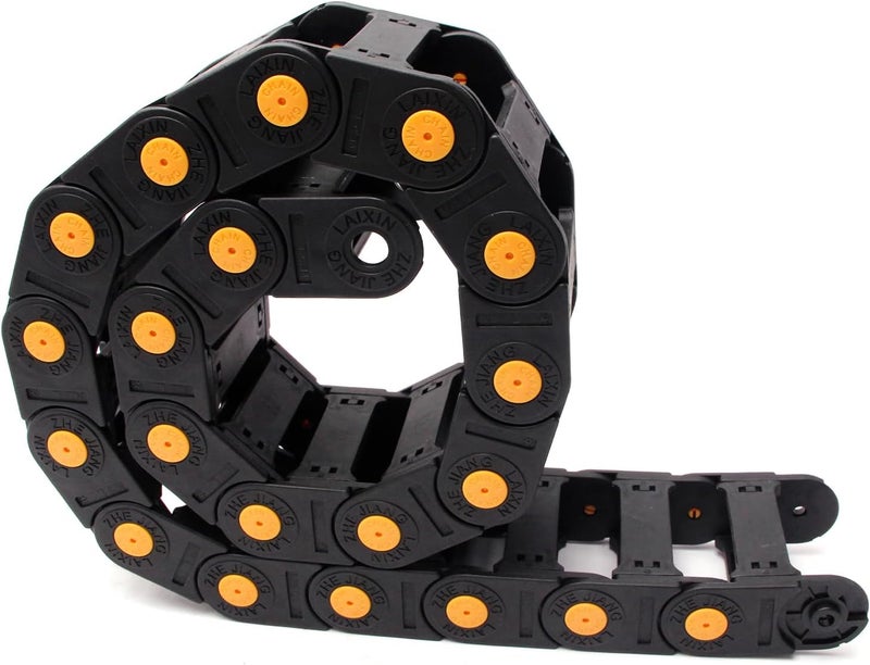 Fielect Drag Chain Cable Carrier Open Type with End Connectors R55 25X62mm 1 Meter Plastic for Electrical CNC Router Machines Black with Yellow Dots 1Pcs - Image 3