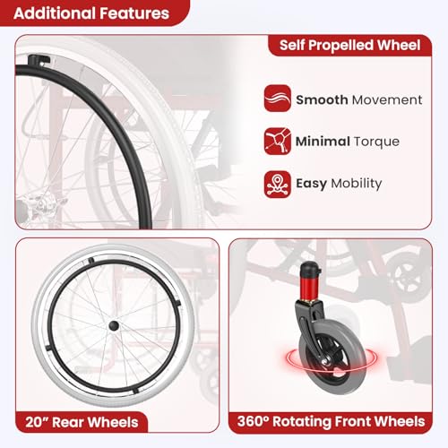 EASYCARE® Imported MS 11kg Ultra Lightweight Transporter Wheelchair with Hand Brake, Attendant Break & Quick Lock, Seat Belt, Foldable Backrest, Flip-Up Leg Rest, 105kg Capacity (20 Inches) - Image 5
