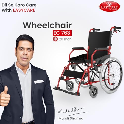 EASYCARE® Imported MS 11kg Ultra Lightweight Transporter Wheelchair with Hand Brake, Attendant Break & Quick Lock, Seat Belt, Foldable Backrest, Flip-Up Leg Rest, 105kg Capacity (20 Inches) - Image 2