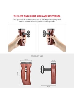 ANDOER Universal Camera Cage Wooden Handle Left/Right Side Hand Grip with Cold Shoe Mount 1/4 Inch & 3/8 Inch Screw Holes Video Photography Accessories  - Image 4