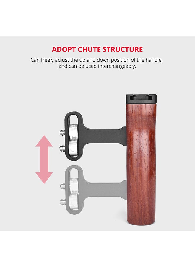 ANDOER Universal Camera Cage Wooden Handle Left/Right Side Hand Grip with Cold Shoe Mount 1/4 Inch & 3/8 Inch Screw Holes Video Photography Accessories  - Image 5