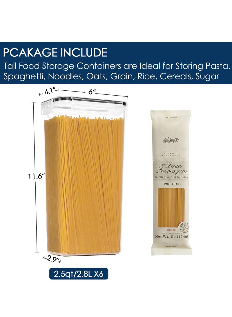 Vtopmart Airtight Food Storage Containers with Lids, 6PCS Plastic Spaghetti Container, 2.8L - Image 3