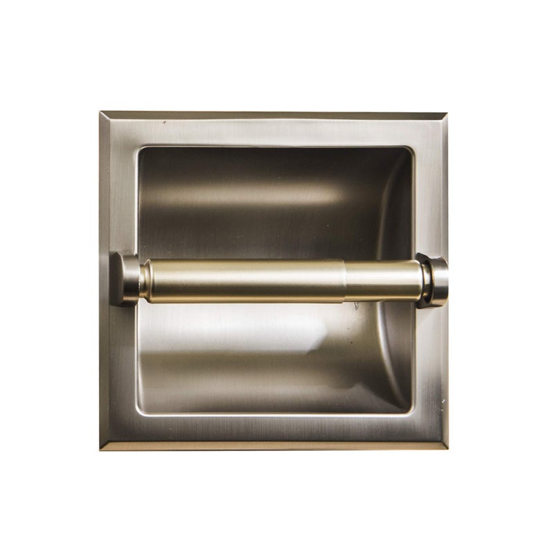 SENTO BETTER HOME BETTER LIFE SENTO Recessed Brushed Nickel Toilet Paper Holder Wall Mounted Heavy Duty Metal Toilet Paper Roll Holder with Rear Mounting Bracket in Wall Easy Installation Satin Nickel 