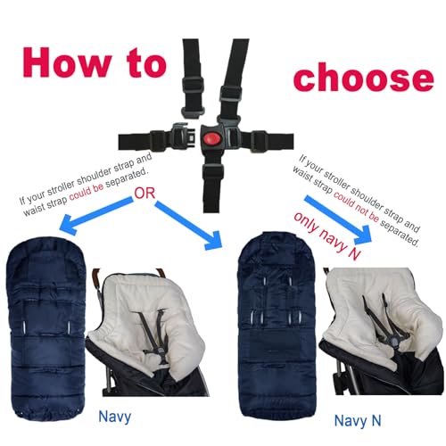 Yobee Universal Cozy Fleece Stroller Footmuff, Winter Outdoor Tour Waterproof Baby Sleeping Bag, Anti-Slip, Adaptable for Almost Stroller, Pram, Navy - Image 3