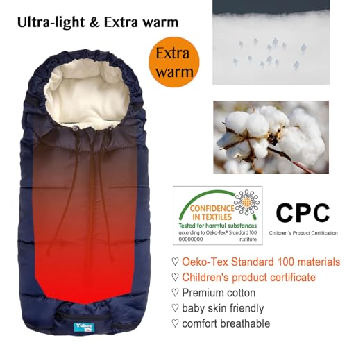Yobee Universal Cozy Fleece Stroller Footmuff, Winter Outdoor Tour Waterproof Baby Sleeping Bag, Anti-Slip, Adaptable for Almost Stroller, Pram, Navy - Image 4