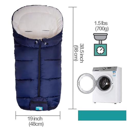 Yobee Universal Cozy Fleece Stroller Footmuff, Winter Outdoor Tour Waterproof Baby Sleeping Bag, Anti-Slip, Adaptable for Almost Stroller, Pram, Navy - Image 2