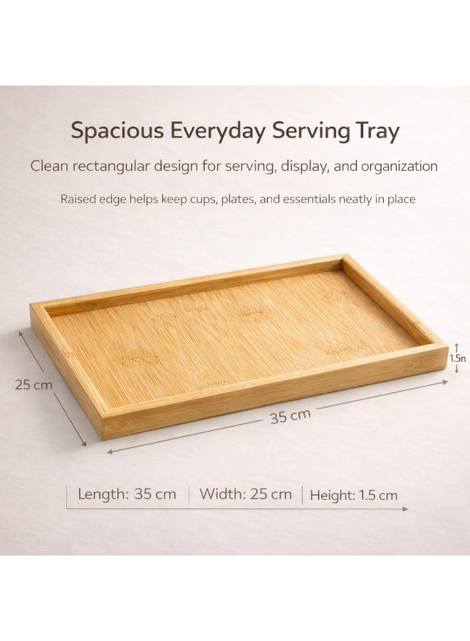 Bamboo Serving Tray Set of 3 – Rectangular Wooden Trays with Raised Edges for Tea, Coffee & Breakfast - Image 3