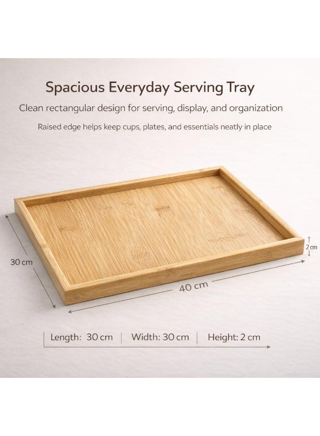 Bamboo Serving Tray Set of 3 – Rectangular Wooden Trays with Raised Edges for Tea, Coffee & Breakfast - Image 2
