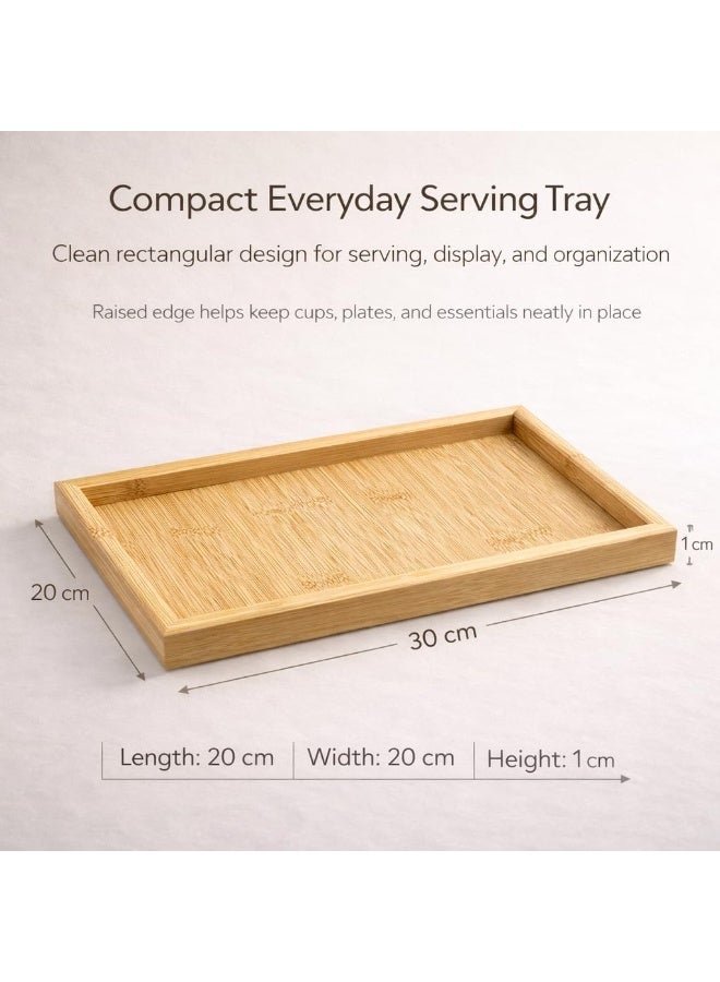 Bamboo Serving Tray Set of 3 – Rectangular Wooden Trays with Raised Edges for Tea, Coffee & Breakfast - Image 4