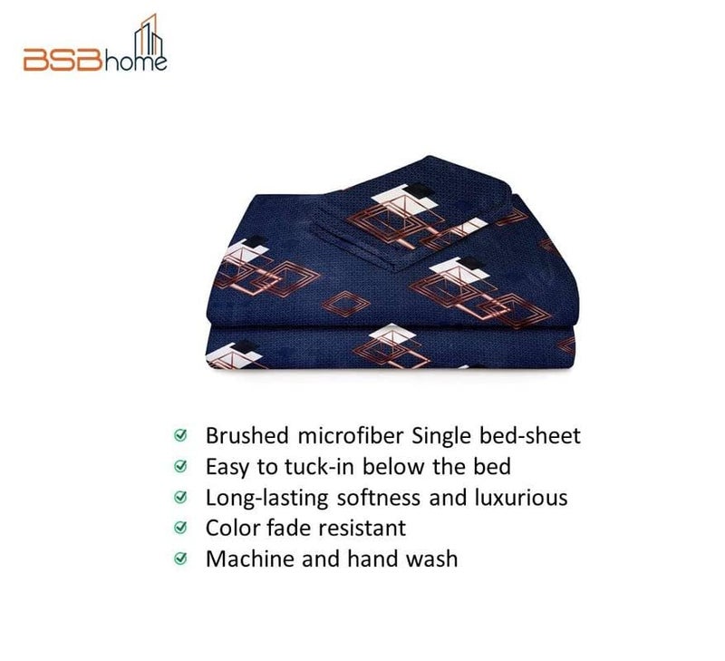 BSB HOME بي إس بي هوم شراشف سرير مفرد فاخرة مع 1 غطاء وسادة - 160 TC قطن جلاسي سوبر ناعم - قابل للتنفس وخالي من التجاعيد - مجموعة من 2 قطع | أسود وأبيض - Image 4