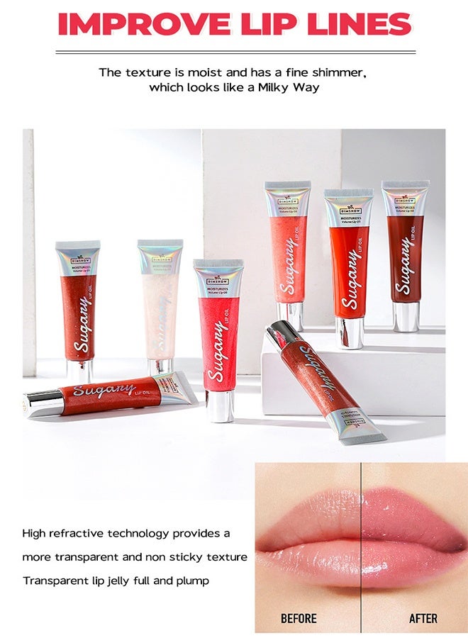 ديمشو مرطب للشفتين - زيت شفاه لامع غني باللمعان والتوريد، ملمع شفاه مكثف بلمعان هلامي، متوفر بـ 10 ألوان، مرطب وزيادة حجم الشفاه، أحمر شفاه سائل طبيعي للنساء والفتيات (لامع ولامع، #04) - Image 3