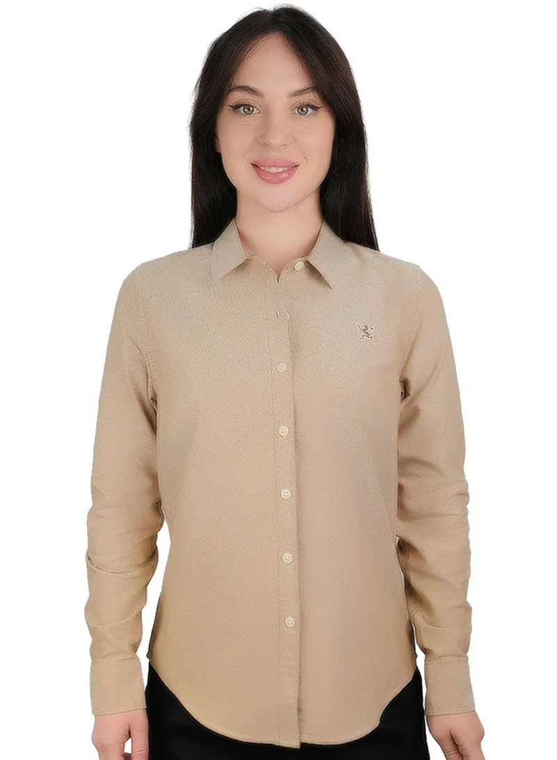 Women’s Slim Fit Cotton Oxford Shirt | Acute Collar with Embroidery