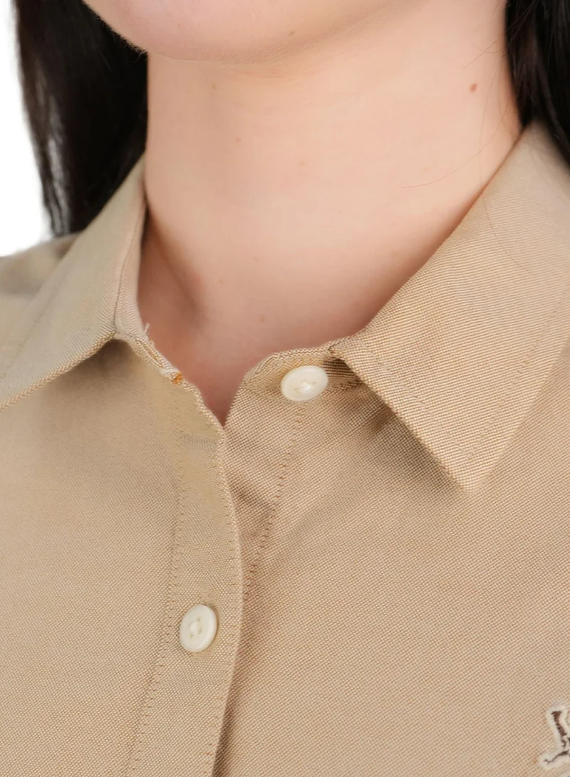 GIORDANO  Women’s Slim Fit Cotton Oxford Shirt | Acute Collar with Embroidery for Women | Best Price UAE