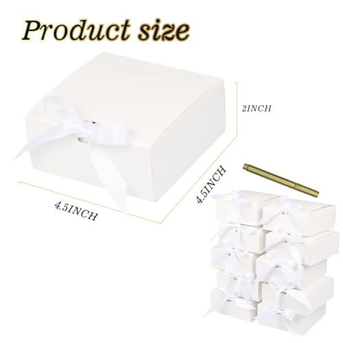 WLUSEAXI 10 Pack Small Gift BoxesWhite Square Gift Box with Metal Pen for WeddingBirthday Baby ShowerCandy Cookies 45X45X2 Inch - Image 3