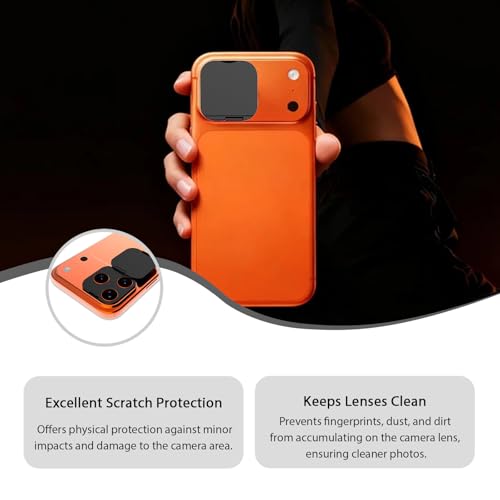 EYSOFT Camera Lens Cover Compatible for iPhone 17 Pro/ 17 Pro Max,Camera Lens Protector to Protect Privacy and Security,Strong Adhesive Black-2 Pack - Image 4