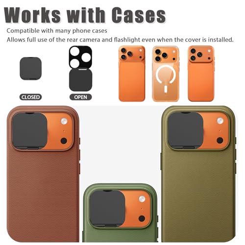 EYSOFT Camera Lens Cover Compatible for iPhone 17 Pro/ 17 Pro Max,Camera Lens Protector to Protect Privacy and Security,Strong Adhesive Black-2 Pack - Image 5