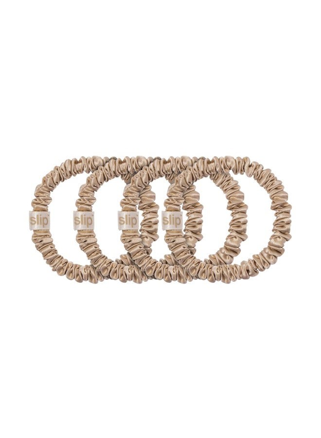 slip Silk Skinny Scrunchies - Blonde | Set of 4 Pure Silk Skinny Scrunchies | 100% Mulberry Silk, Anti-Crease, Gentle on Hair, Reduces Breakage | Stylish, Durable, Ideal for All Hair Types - Image 2