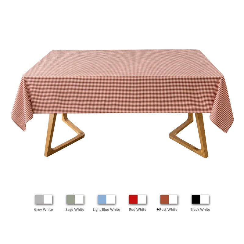 maxmill Checkered Square Tablecloth Waterproof Spillproof Wrinkle Resistant Heavy Weight Soft Gingham Dining Room  Kitchen Table Cloth for Picnic Dinner and Party  60 x 60 Inch Rust White - Image 2