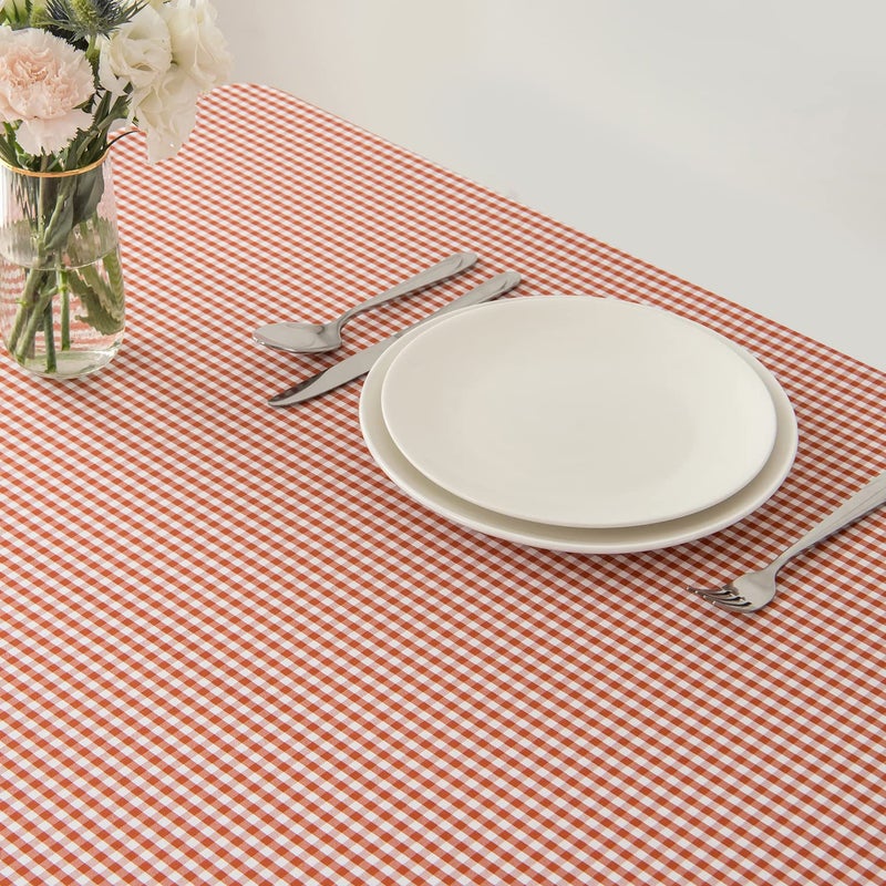 maxmill Checkered Square Tablecloth Waterproof Spillproof Wrinkle Resistant Heavy Weight Soft Gingham Dining Room  Kitchen Table Cloth for Picnic Dinner and Party  60 x 60 Inch Rust White - Image 1