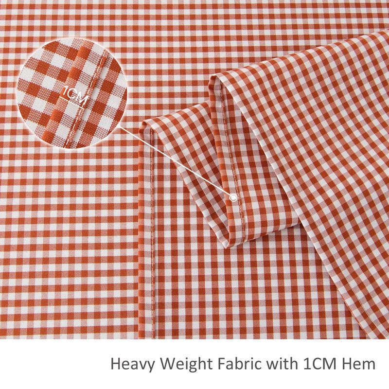 maxmill Checkered Square Tablecloth Waterproof Spillproof Wrinkle Resistant Heavy Weight Soft Gingham Dining Room  Kitchen Table Cloth for Picnic Dinner and Party  60 x 60 Inch Rust White - Image 4