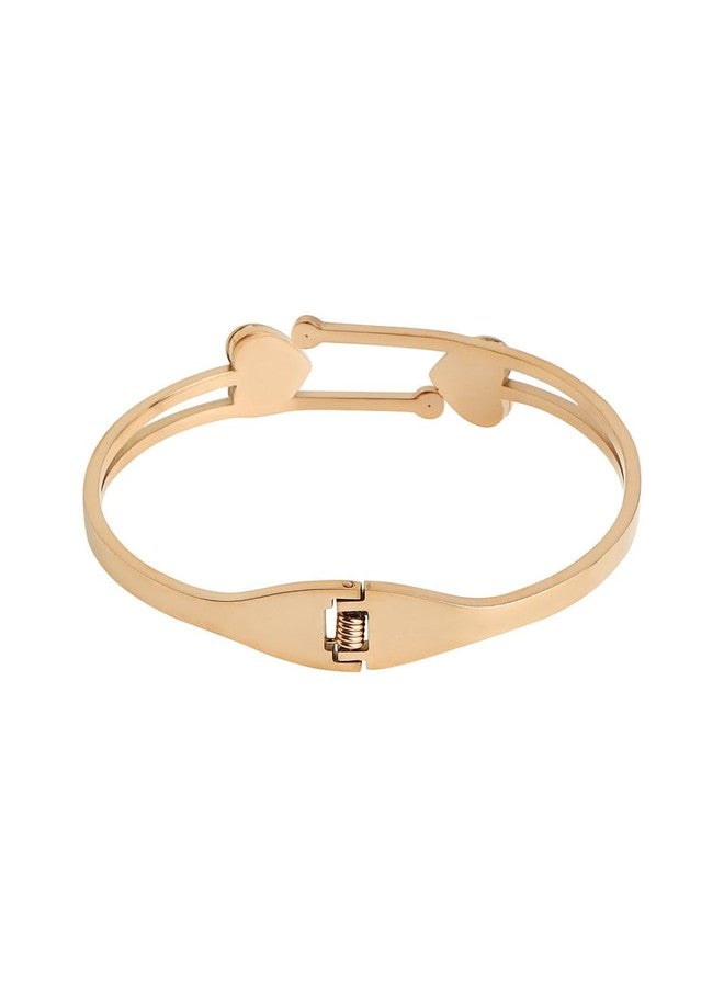 STYOLLO Latest Rose Gold Black Heart Design Anti-Tarnish Bracelet Bangle Set For Women & Girls with American Diamonds | Designer Girl's Bracelet Fashion Jewellery | Couples Gifts | Free Size-Set of 1 - Image 2