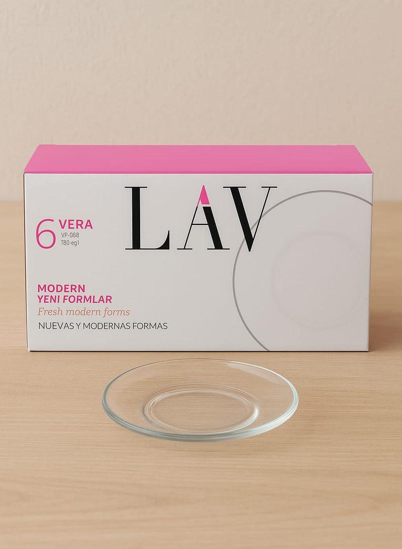 لاف طقم صحون زجاجية شفاف - 6 قطع - Image 1