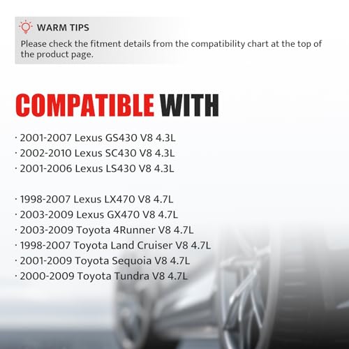 NPAUTO استبدال حزمة ملف الإشعال لسيارات V8 4.3 4.7 تويوتا تندرا، تويوتا سيكويا، 4رانر 4 رانر، لكزس GX470 LX470 LX570 LS430 GS430 SC430 2001 2002 2003 2004 2005 2006 2007 2008 2009، UF230، مجموعة من 8 - Image 3