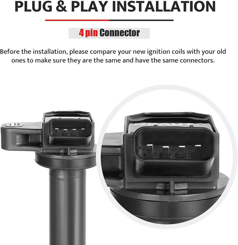 NPAUTO استبدال حزمة ملف الإشعال لسيارات V8 4.3 4.7 تويوتا تندرا، تويوتا سيكويا، 4رانر 4 رانر، لكزس GX470 LX470 LX570 LS430 GS430 SC430 2001 2002 2003 2004 2005 2006 2007 2008 2009، UF230، مجموعة من 8 - Image 5