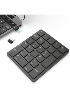 26 Keys Bluetooth Wireless Number Pad Rechargeable 10Key 2.4GHz Numeric Keypad Efficiently Data Entry with BackSpace for Laptop Desktop MacBook Pro Air iMac iPhone iPad
