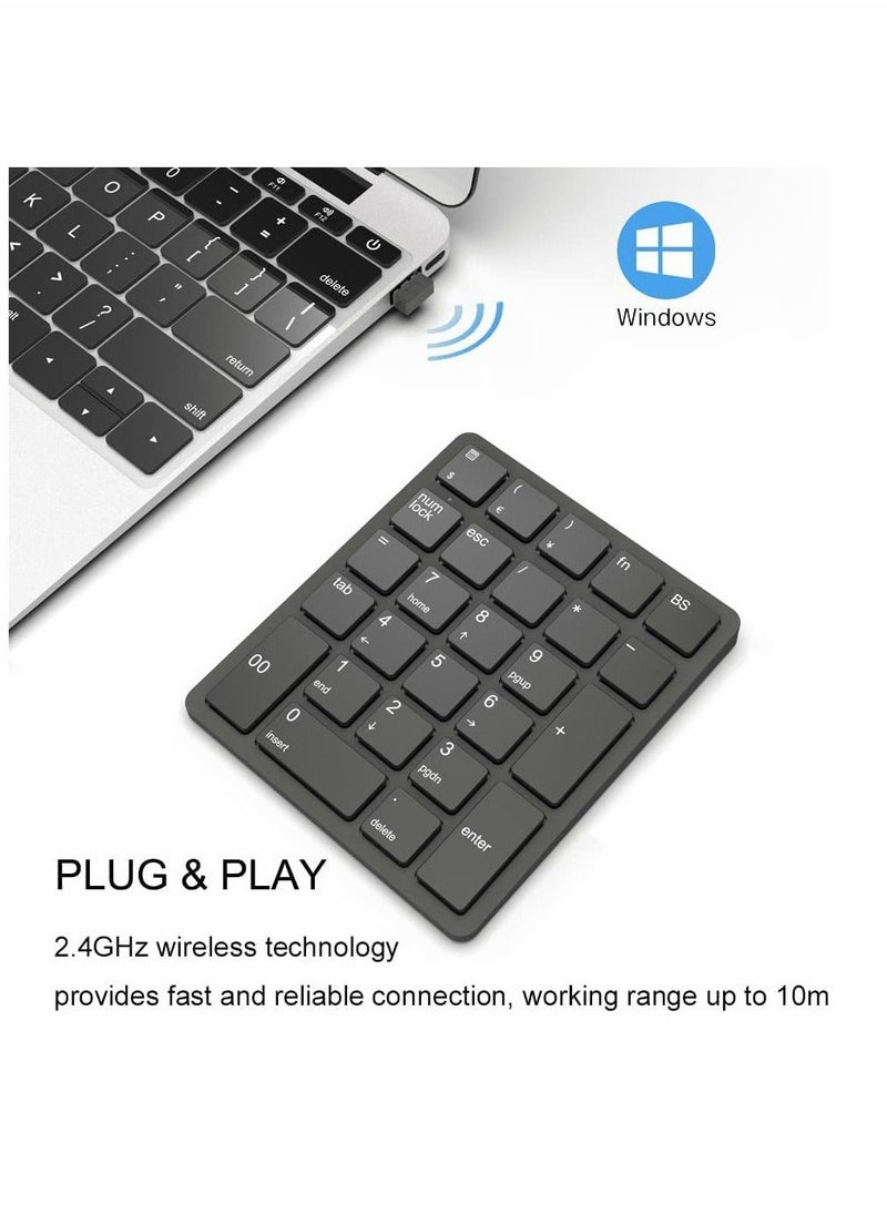 Y&D - 26 Keys Bluetooth Wireless Number Pad Rechargeable 10Key 2.4GHz Numeric Keypad Efficiently Data Entry with BackSpace for Laptop Desktop MacBook Pro Air iMac iPhone iPad - Image 1