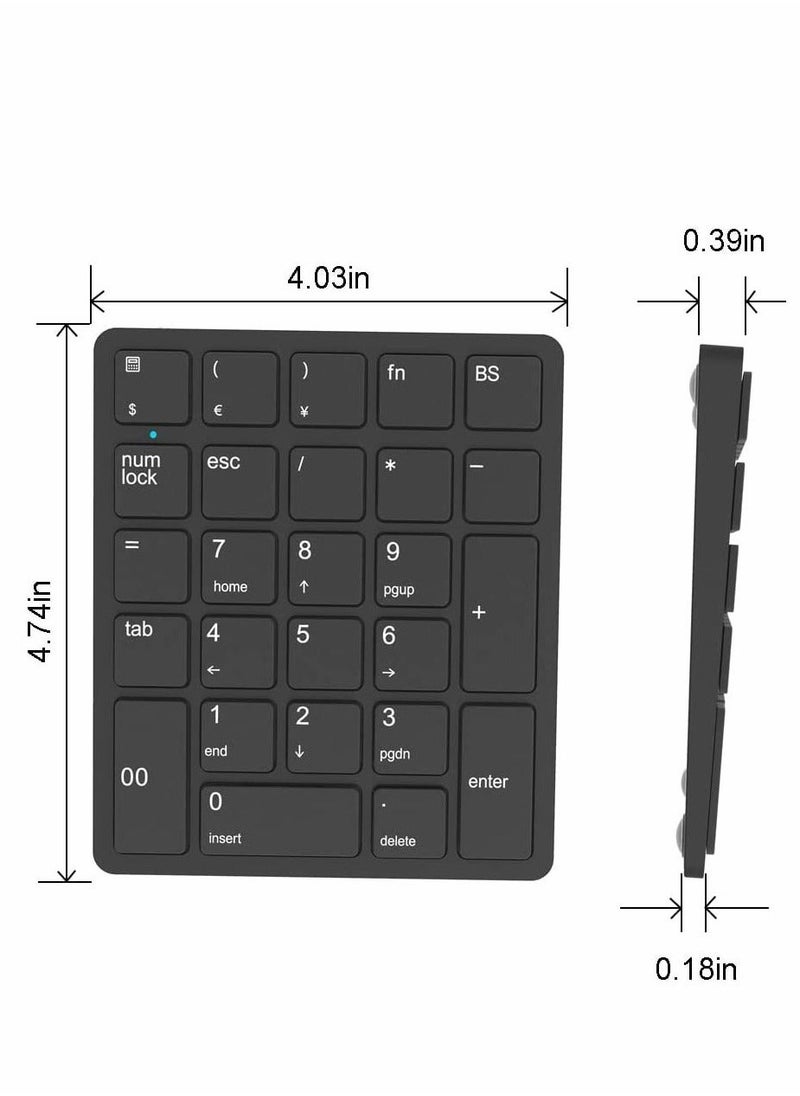 Y&D - 26 Keys Bluetooth Wireless Number Pad Rechargeable 10Key 2.4GHz Numeric Keypad Efficiently Data Entry with BackSpace for Laptop Desktop MacBook Pro Air iMac iPhone iPad - Image 1