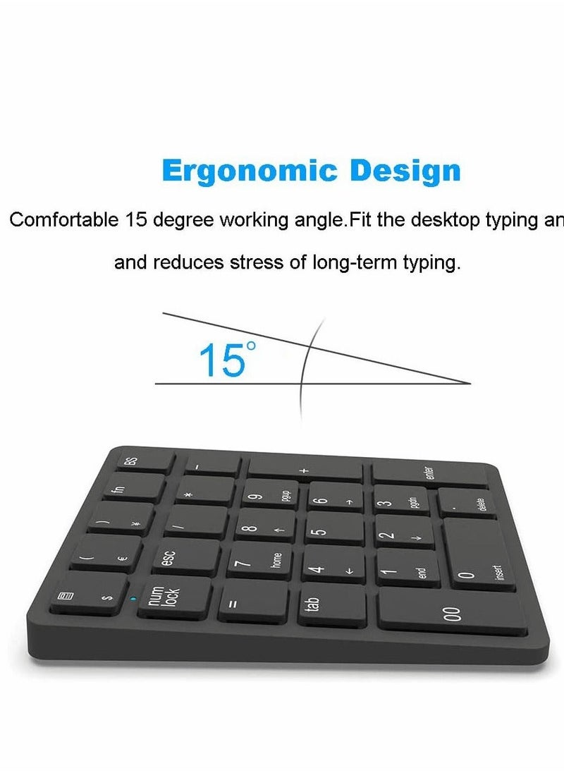 Y&D - 26 Keys Bluetooth Wireless Number Pad Rechargeable 10Key 2.4GHz Numeric Keypad Efficiently Data Entry with BackSpace for Laptop Desktop MacBook Pro Air iMac iPhone iPad - Image 1
