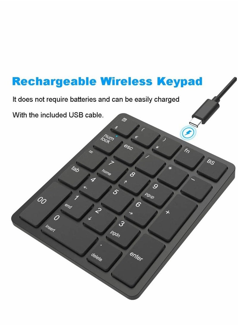Y&D - 26 Keys Bluetooth Wireless Number Pad Rechargeable 10Key 2.4GHz Numeric Keypad Efficiently Data Entry with BackSpace for Laptop Desktop MacBook Pro Air iMac iPhone iPad - Image 1