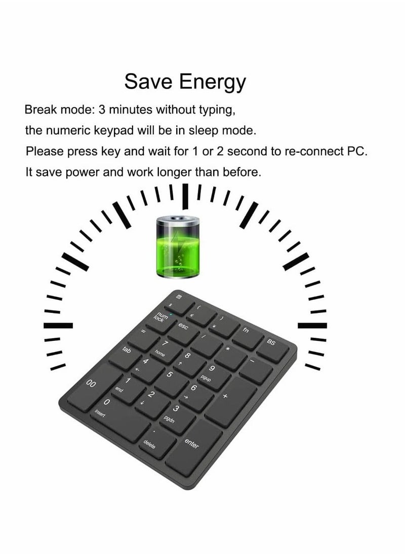 Y&D - 26 Keys Bluetooth Wireless Number Pad Rechargeable 10Key 2.4GHz Numeric Keypad Efficiently Data Entry with BackSpace for Laptop Desktop MacBook Pro Air iMac iPhone iPad - Image 1