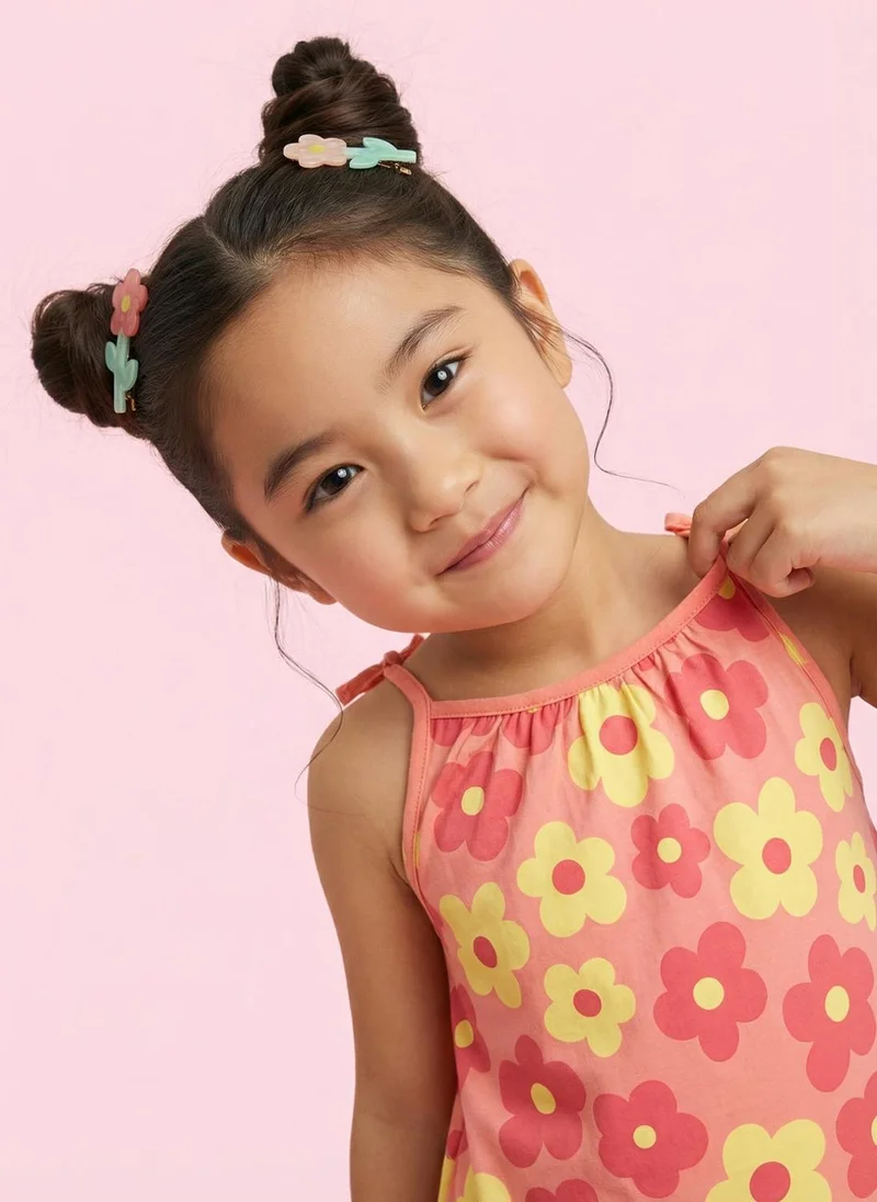 نوتيناتي Nautinati Girls' 100% Cotton All-over Floral Print A-line Dress