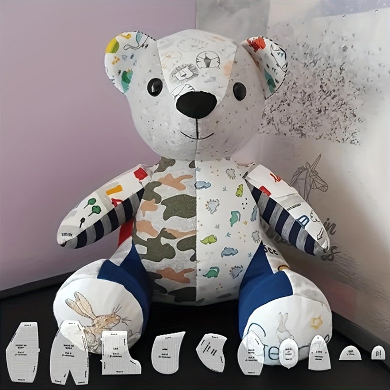 YICBOR Memory Bear Sewing Templates Set, 10Pcs Durable Acrylic Teddy Bear Sewing Patterns & Templates with Detailed Instructions for Sewing (Small) - Image 5